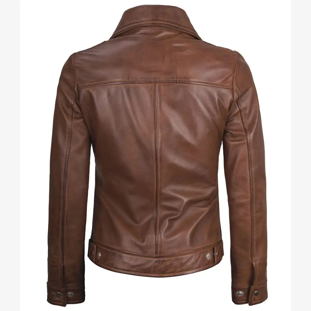 Women's Cognac Real Lambskin Leather Jacket