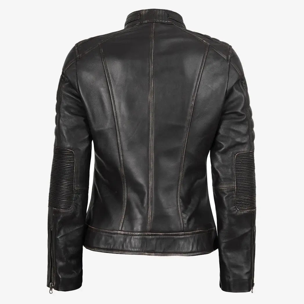 Women's Distressed Brown Real Lambskin Leather Jacket