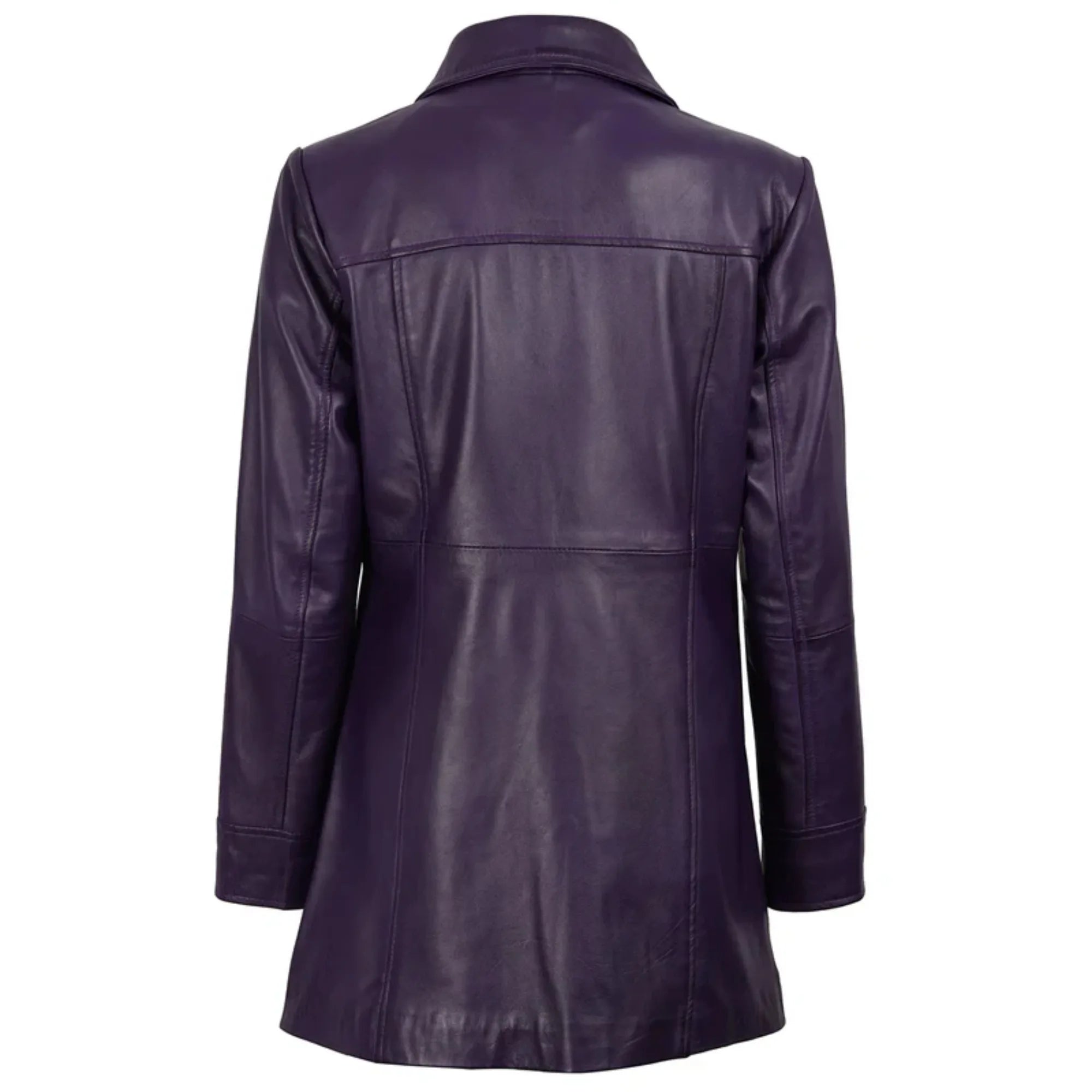 Women's Leather Purple 3/4 Length Car Coat