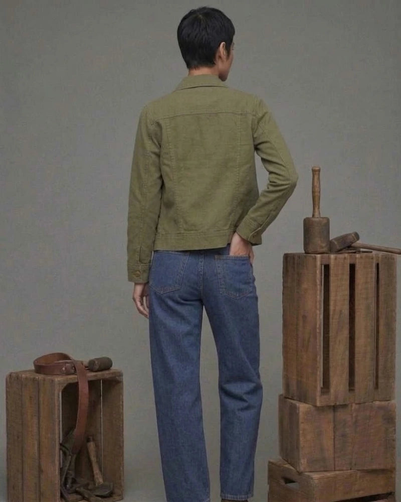 Women's Olive Green Cotton Chore Jacket