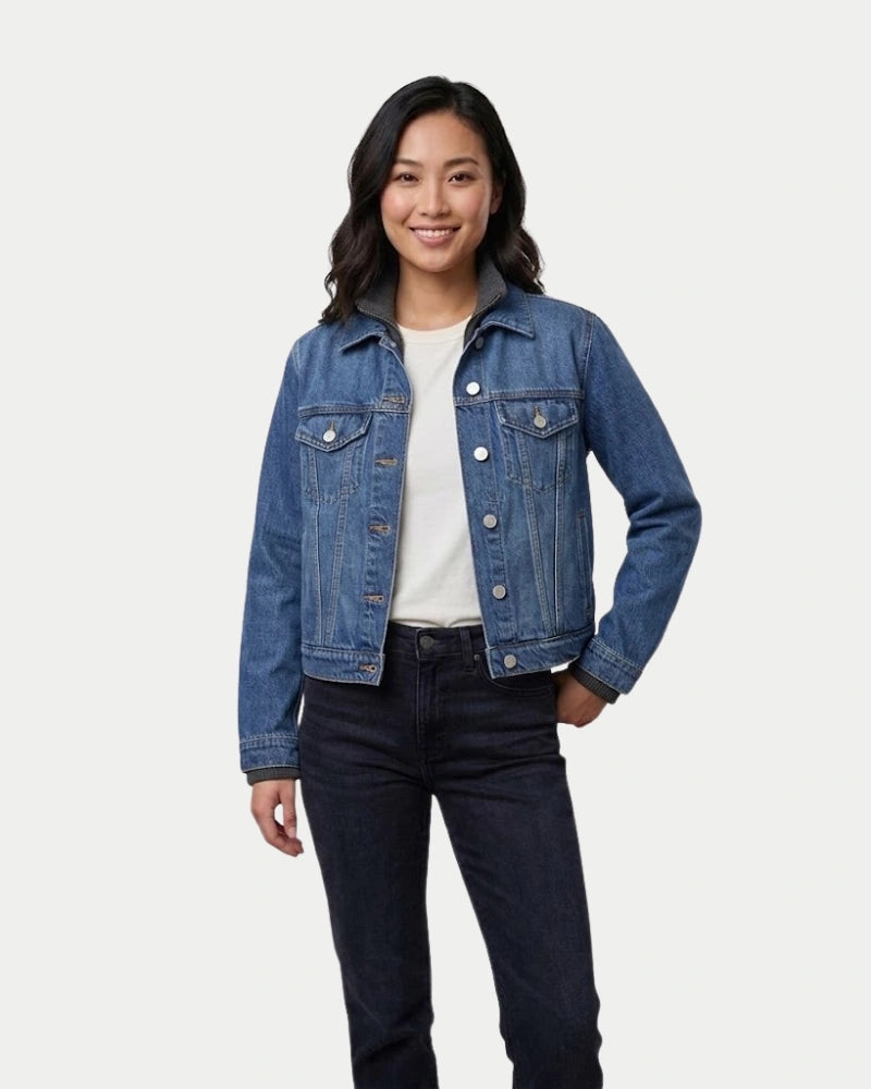 Women's Blue Premium Cropped Denim Jacket