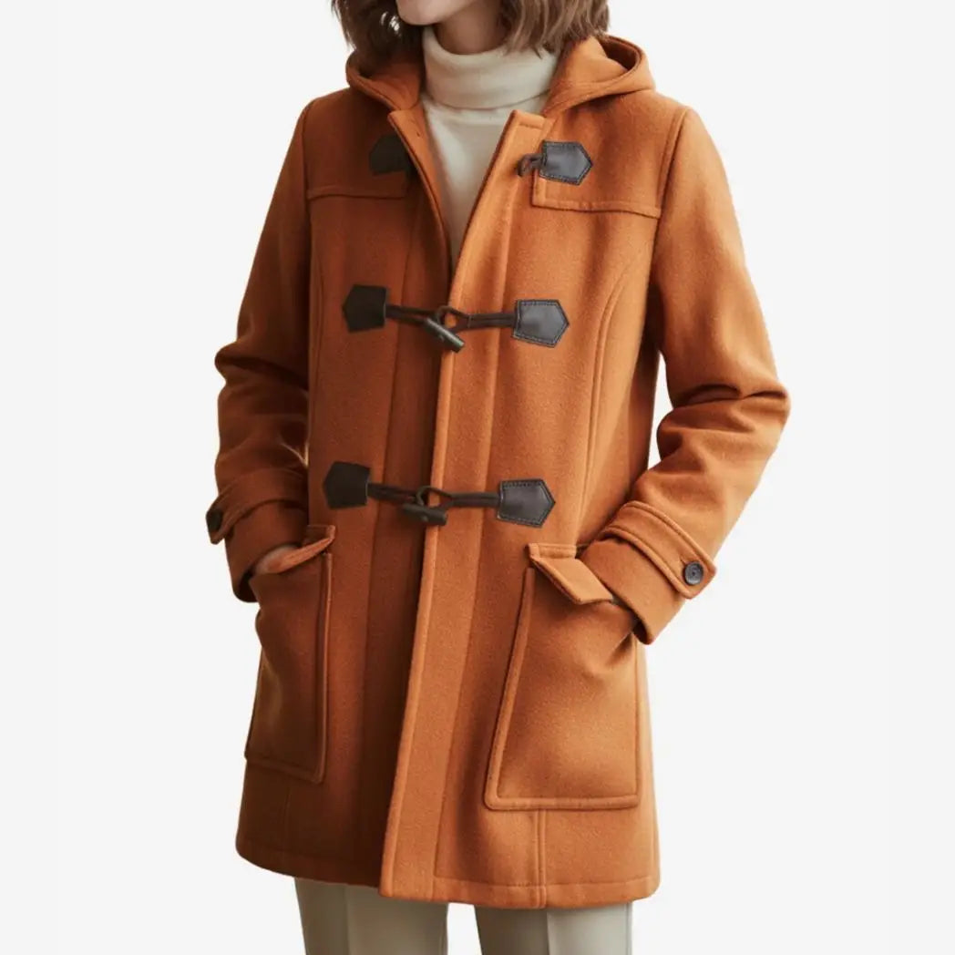 Women’s Rust Hooded Duffle Wool Coat