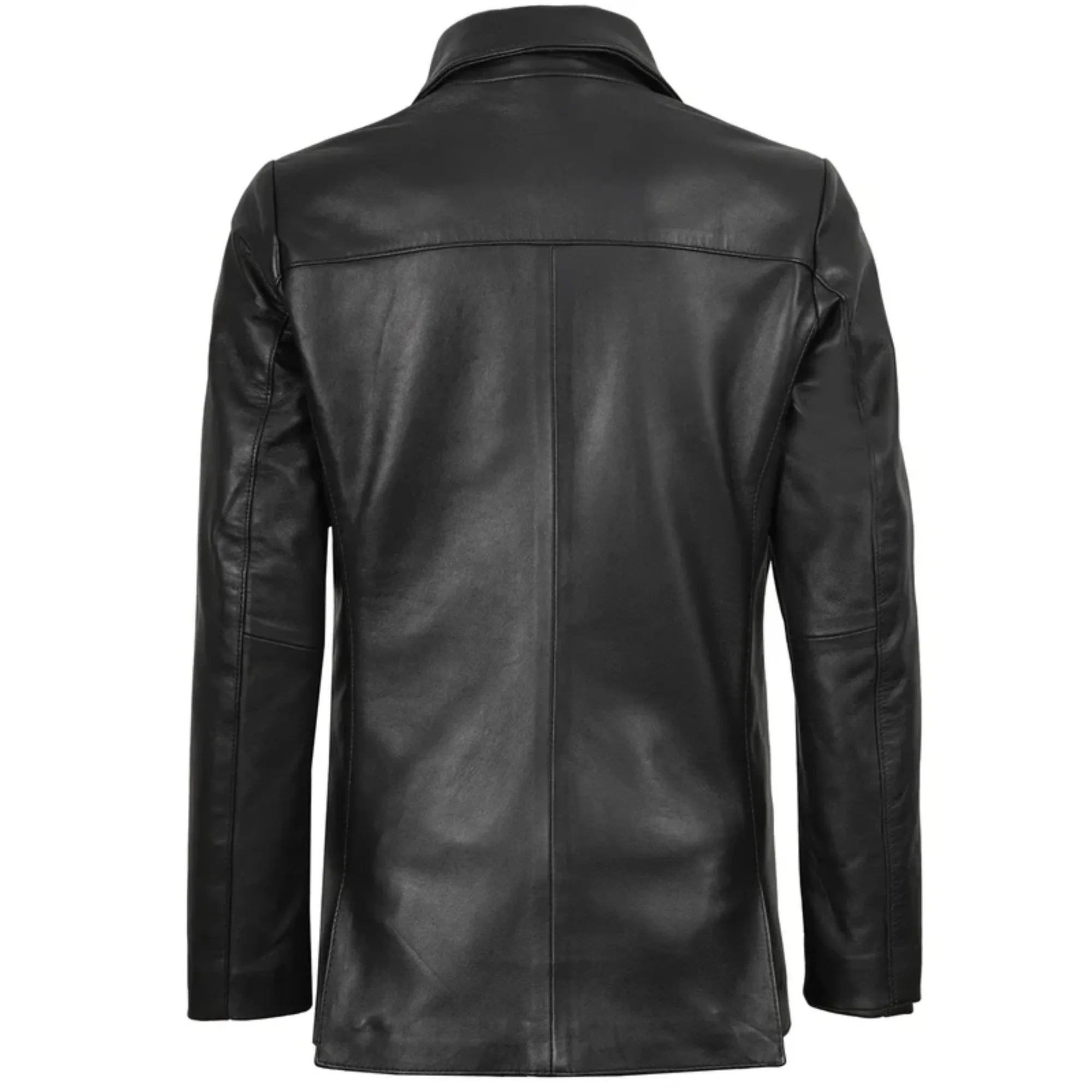 Women’s Two Button Black Leather Blazer