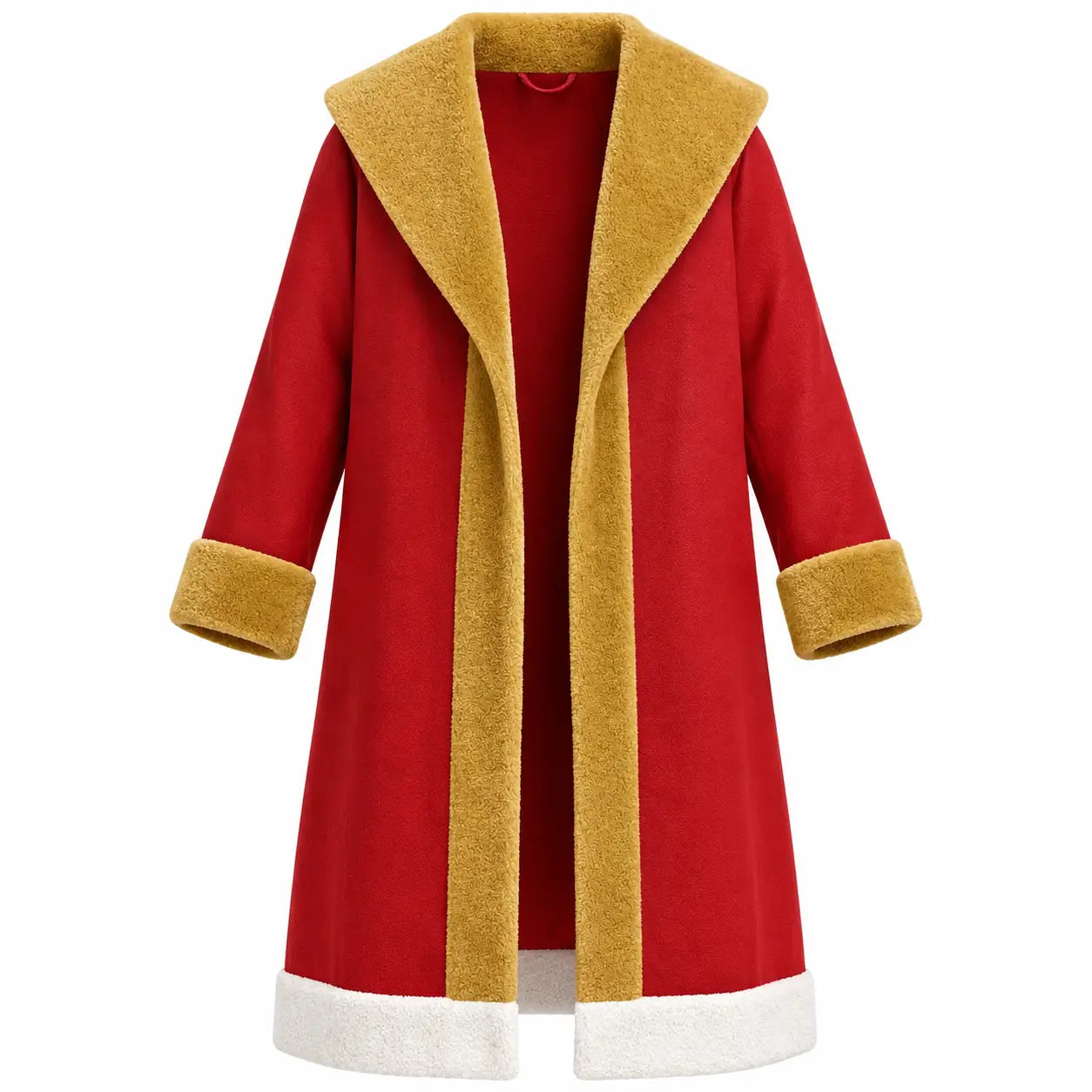 Women's Red Santa Claus Suede Leather Coat