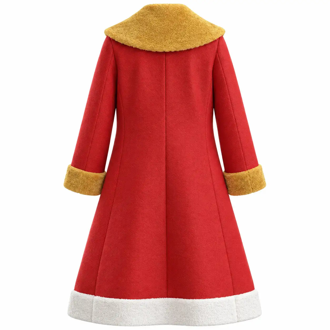 Women's Red Santa Claus Suede Leather Coat