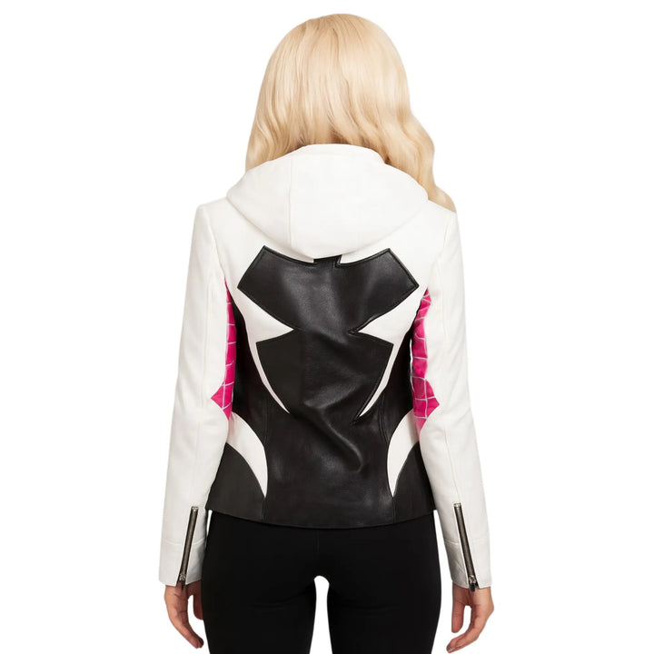 Women's Spider Gwen Hooded Leather Jacket