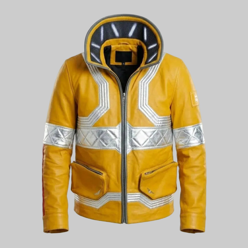 Yellow Sheepskin Leather Jacket For Men