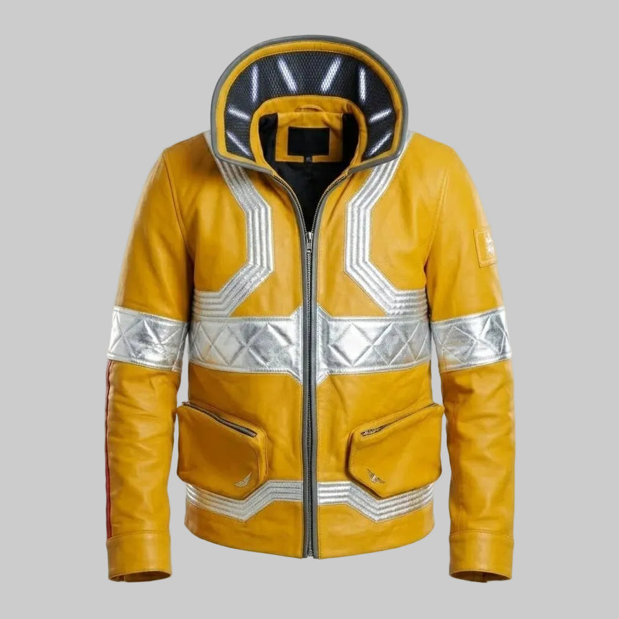 Yellow Sheepskin Leather Jacket For Men