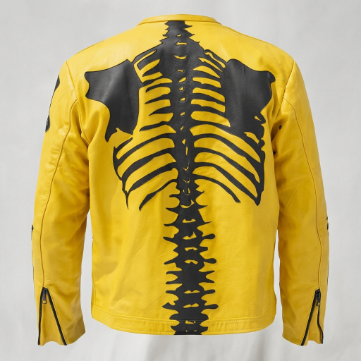 Men's Yellow Skeleton Style Leather Motorcycle Jacket - Unwind Leather