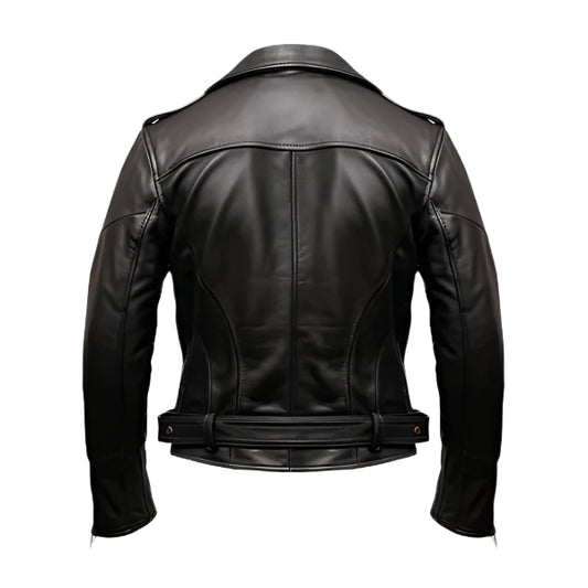 Men Black Motorcycle Leather Biker Jacket