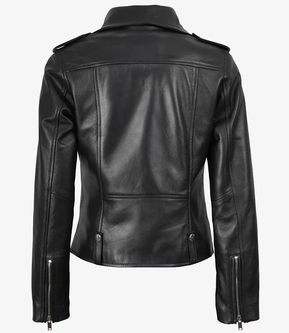 Women's Black Asymmetrical Biker Style Leather Jacket